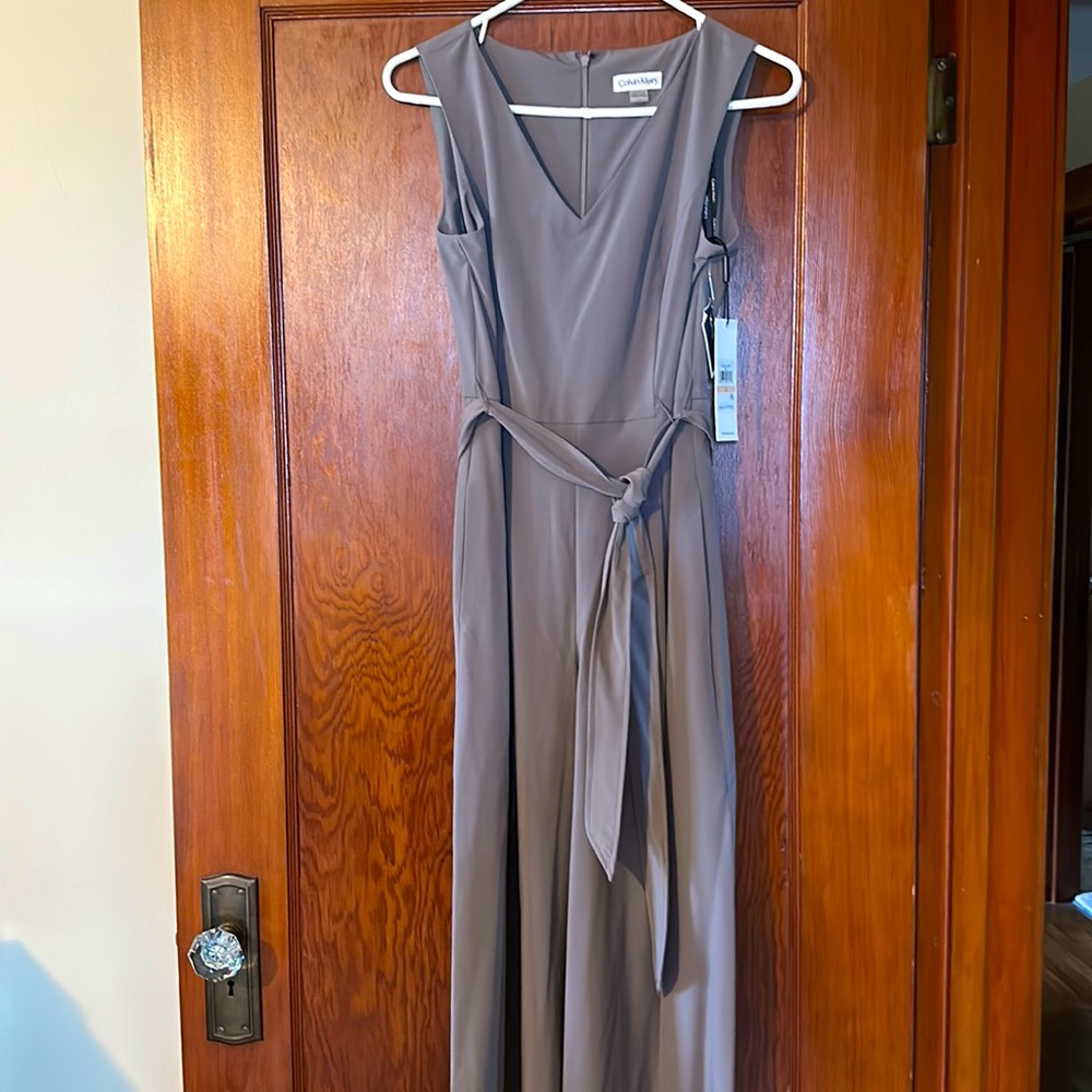 Calvin Klein belted jumpsuit gray 2